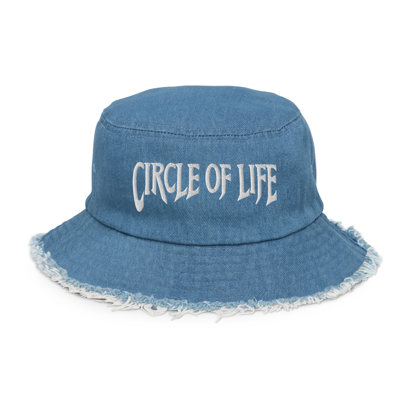 Circle Of Life Distressed Denim Bucket Hat