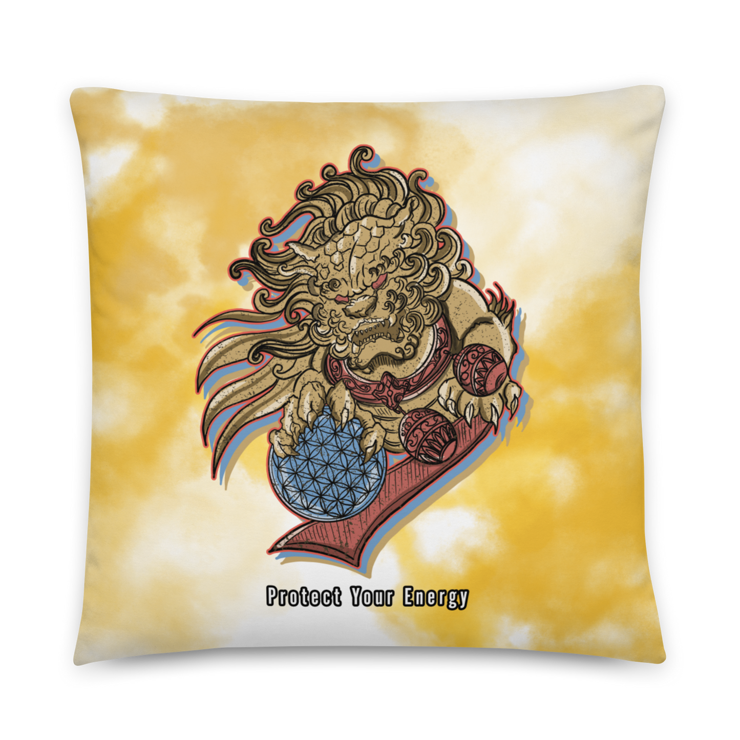 Protect Your Energy Tie Dye Pillow (Yellow)