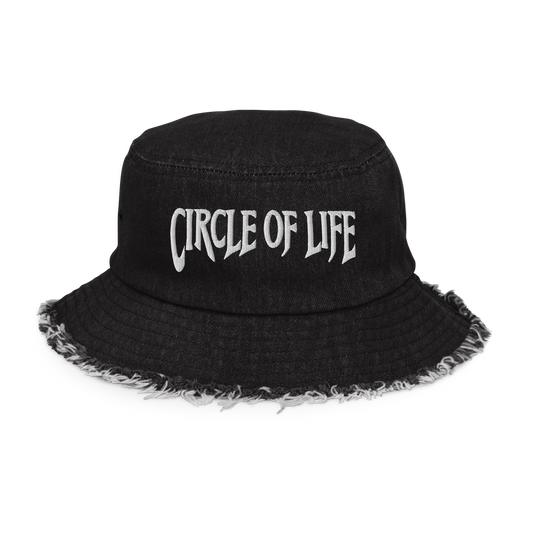 Circle Of Life Distressed Denim Bucket Hat