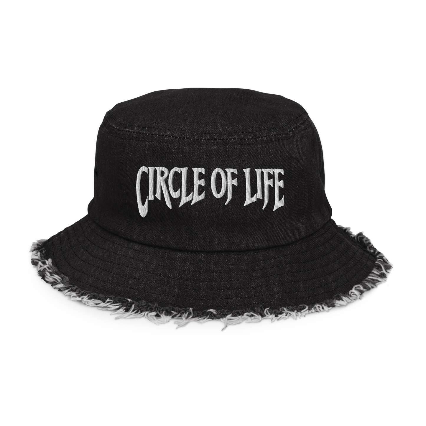 Circle Of Life Distressed Denim Bucket Hat