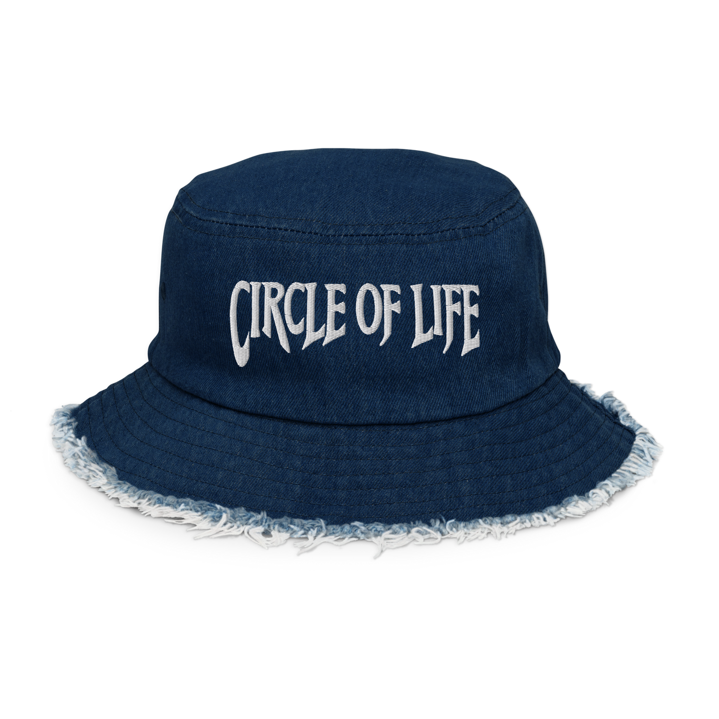 Circle Of Life Distressed Denim Bucket Hat