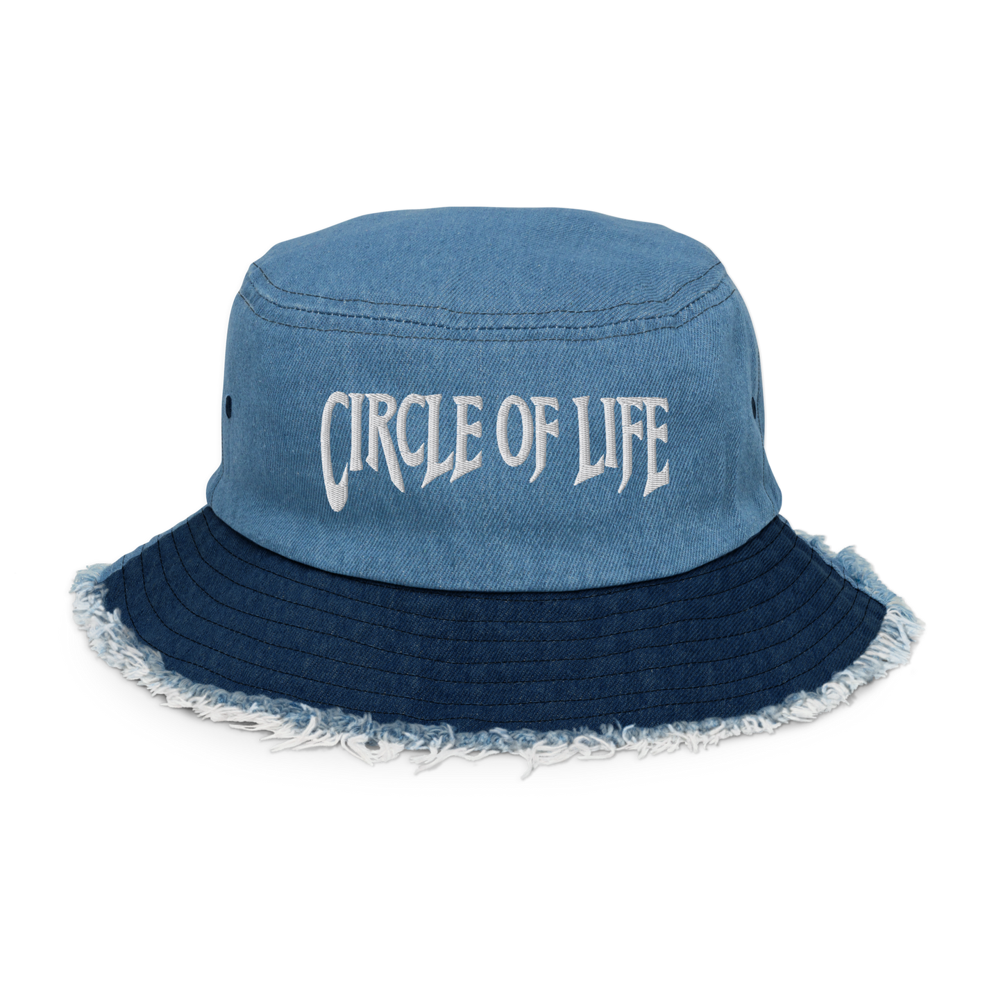 Circle Of Life Distressed Denim Bucket Hat