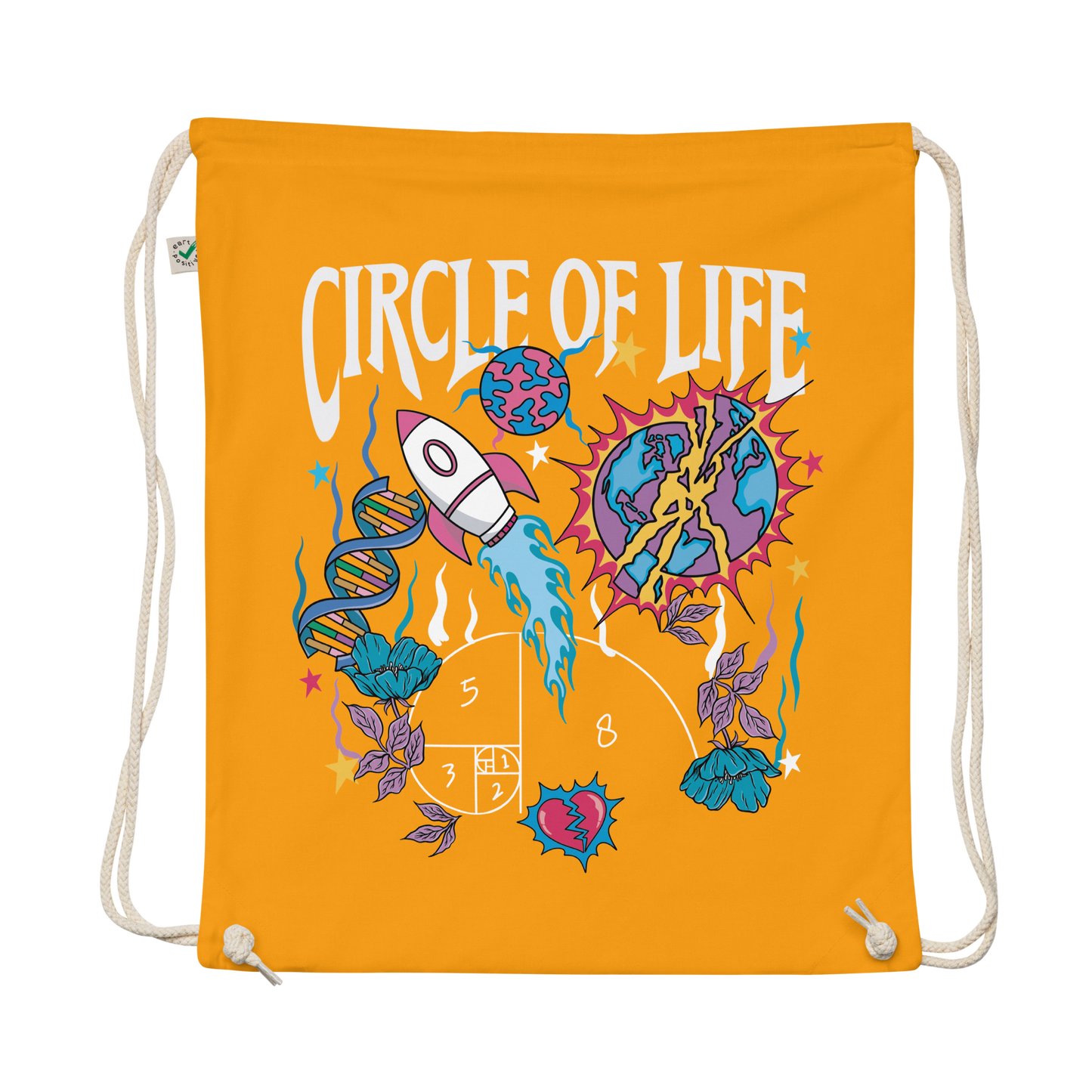 Circle Of Life Organic Cotton Drawstring Bag