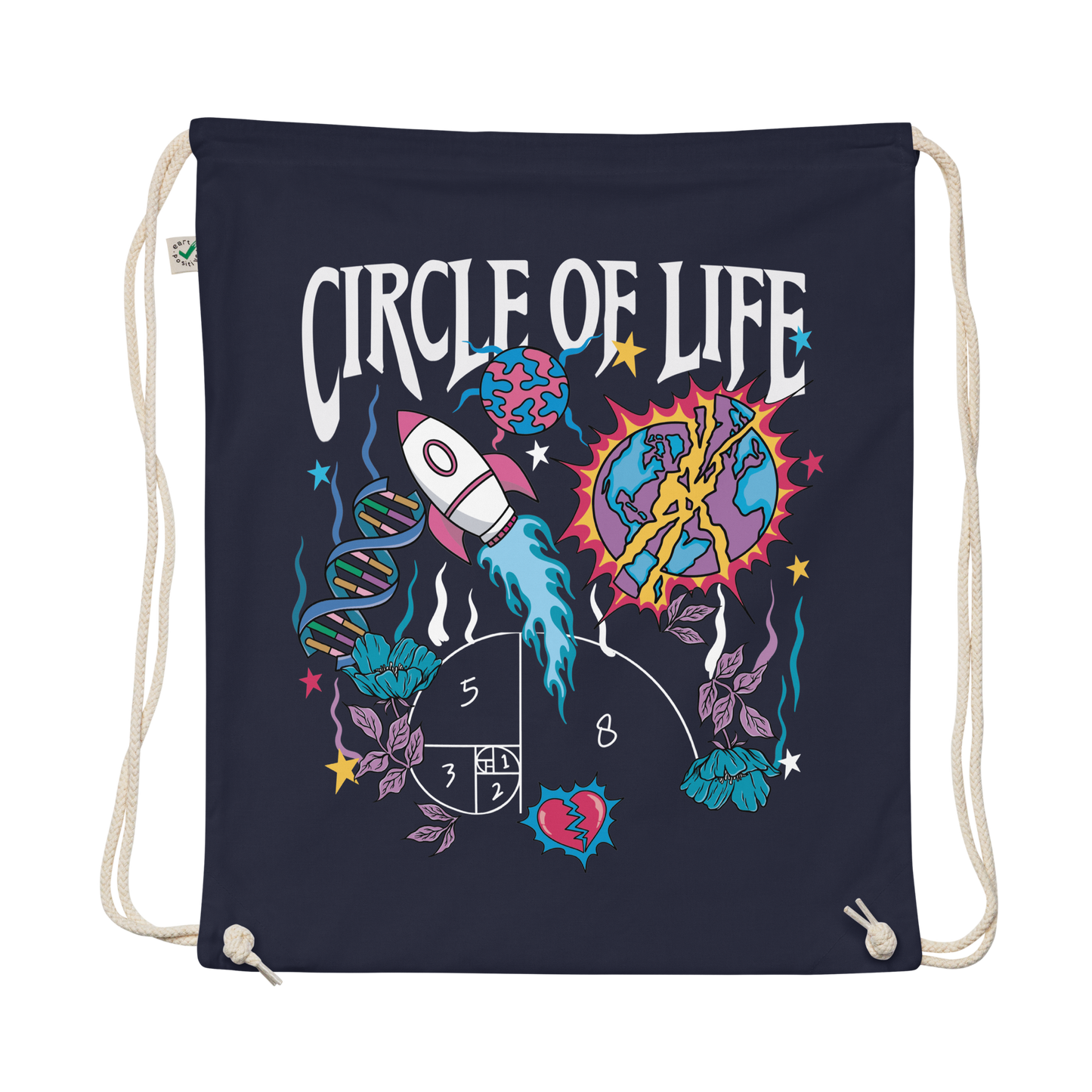 Circle Of Life Organic Cotton Drawstring Bag