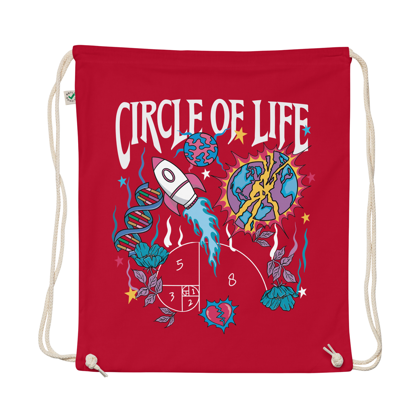 Circle Of Life Organic Cotton Drawstring Bag